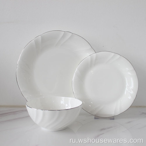 Оптовый новый стиль тонкий белый керамический фарфоровый обеденный посуда